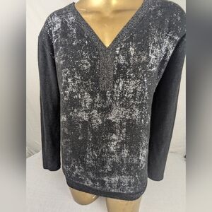 The Porter Collective Black/Silver Pullover Sweater Women's Size Small